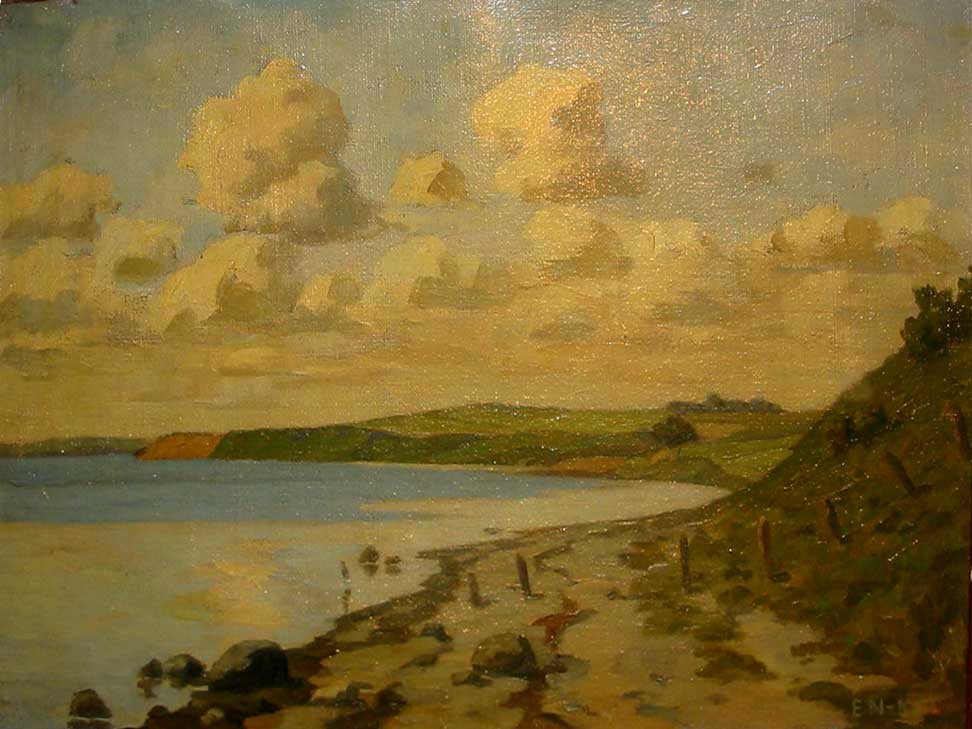 Einar Nielsen Korlind 1874 1975 Sandy Cove Cloudy Sky